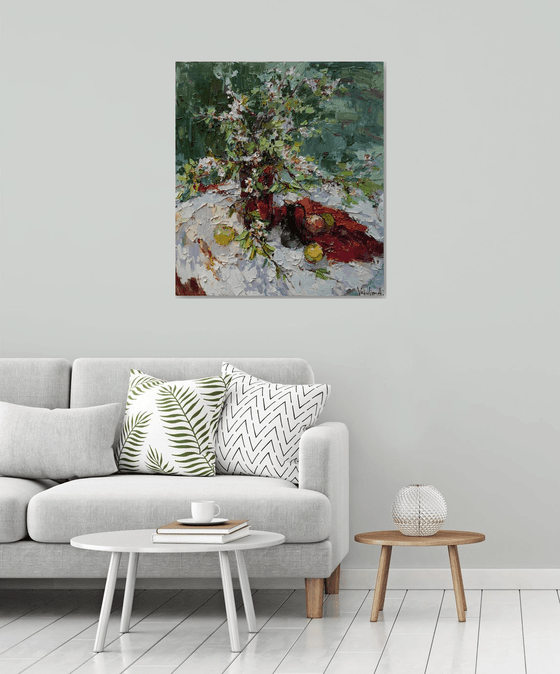 Still life with a blossoming pear
