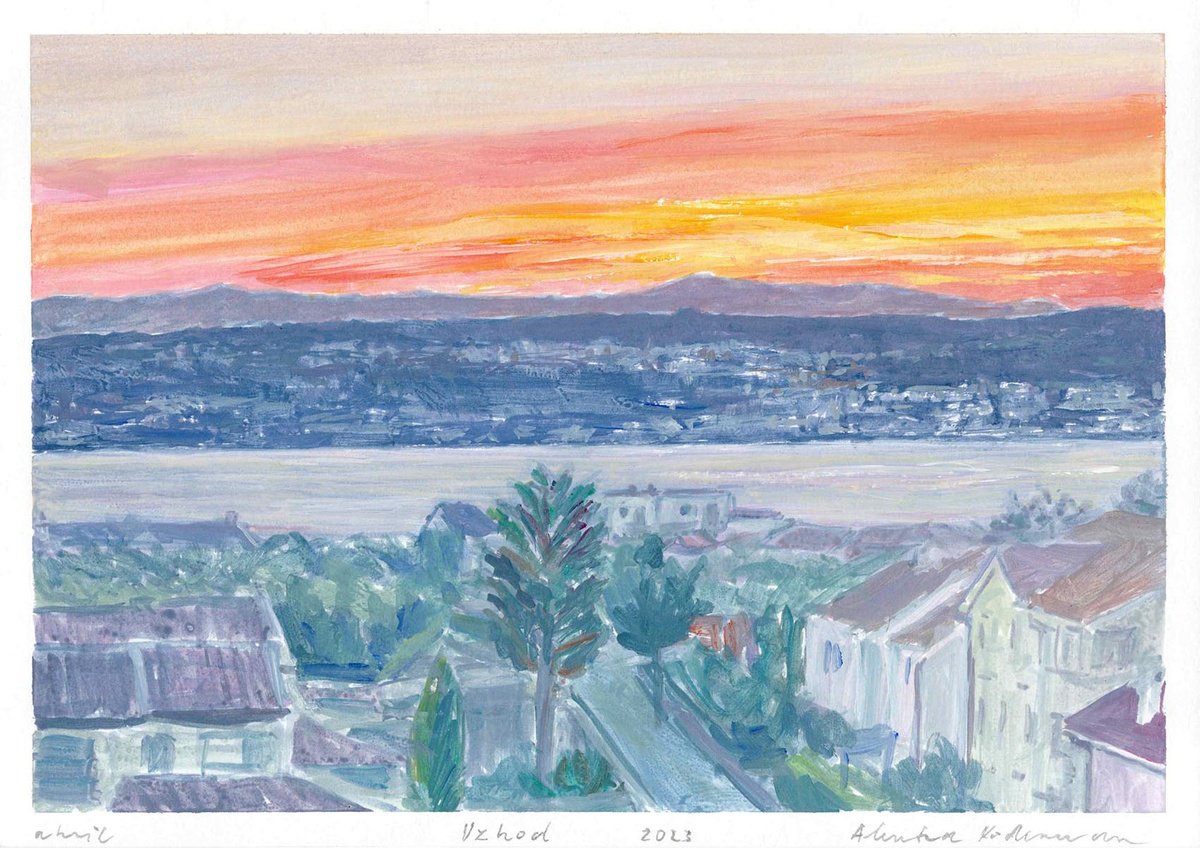 Impressionistic Landscape Drawing By Alenka Koderman, 12 X 8, East, Original Artwork