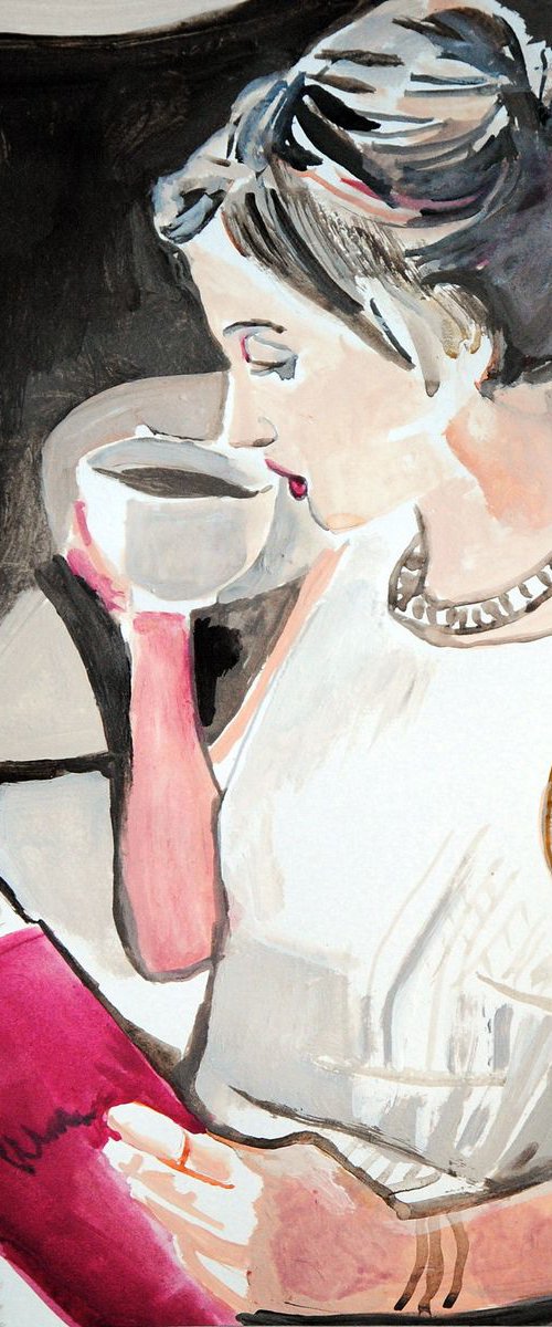 Woman with a book / 29.7 X 21 cm by Alexandra Djokic