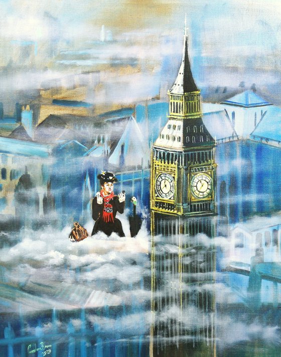 Mary Poppins in the clouds