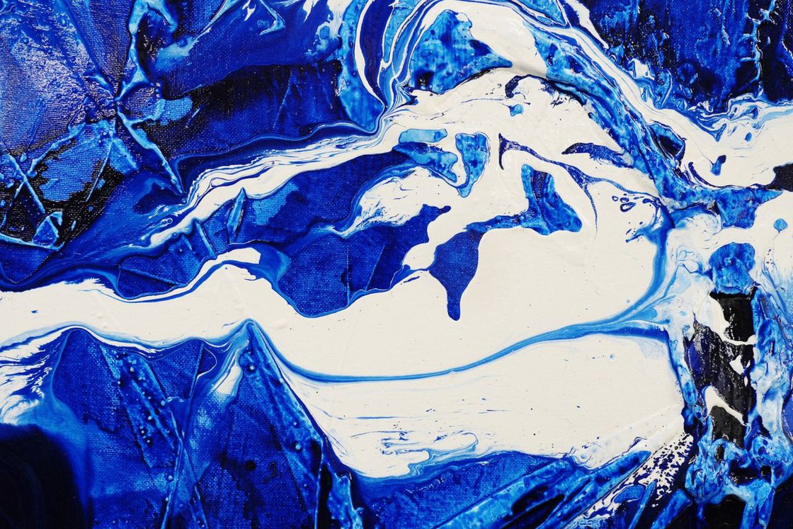 ONE OF A KIND, Large Blue Acrylic Pour, Abstract outlet Art, Fluid Art