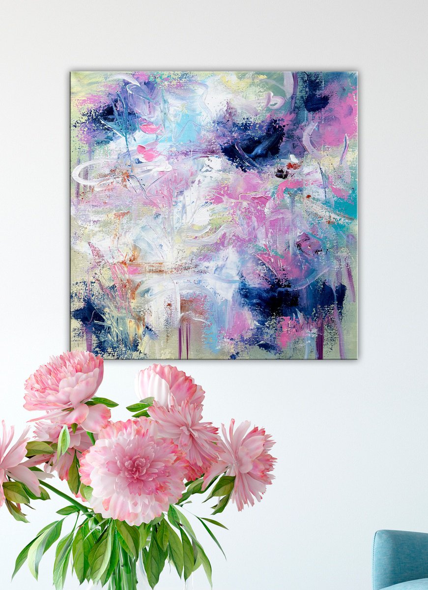 Abstract Acrylic Painting By Andrada Anghel, 24 X 24, Ready For Spring, Original Artwork