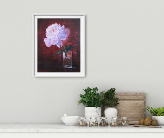 Pink Peony in a glass still life