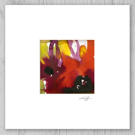 Abstract Florals Collection 12 - 3 Flower Paintings in mats by Kathy Morton Stanion