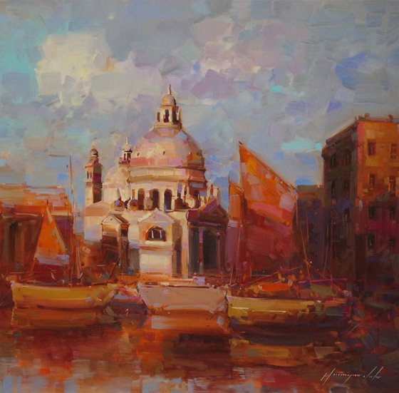 Venice in Gold Original oil painting  Handmade artwork One of a kind Large Size