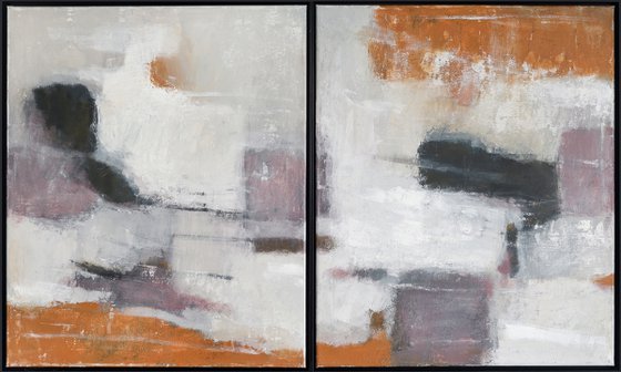 Raw white Dark Pearly Diptych