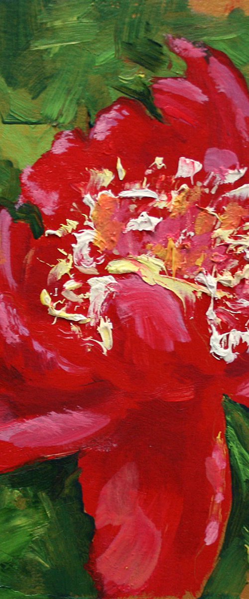 Peony 06...  6x6"/ FROM MY A SERIES OF MINI WORKS / ORIGINAL OIL PAINTING by Salana Art Gallery