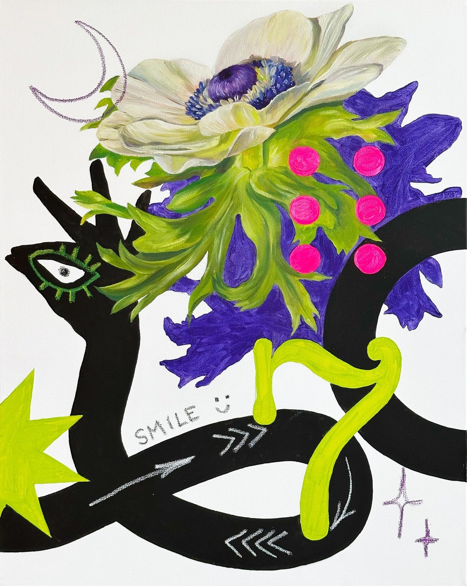 Botanical Oil Painting By Alena Sokolova, 22 X 28, Twelve Months, (7/12), Moon, Original Artwork