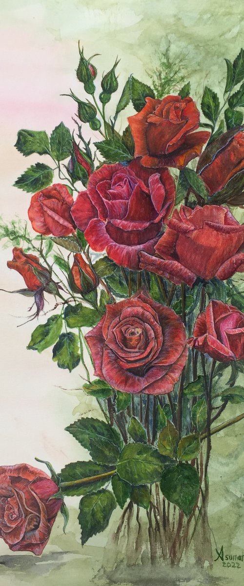 Valentine's red roses by Asuman Tepe