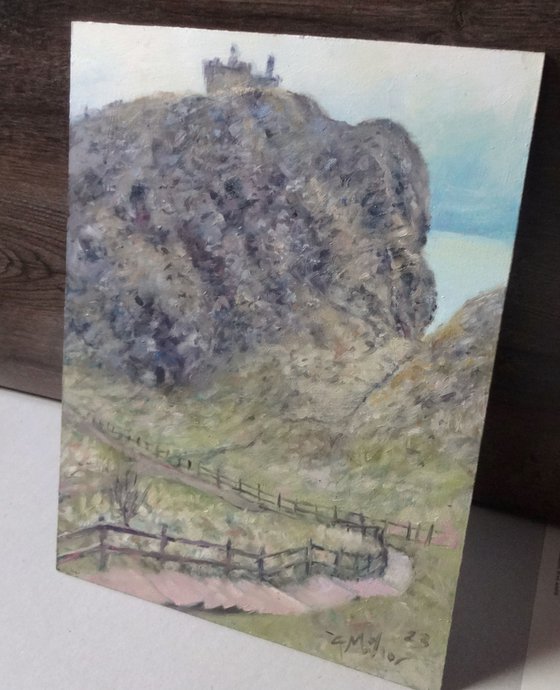 Dunnottar Castle. Oil Painting. One-of-a-Kind Oil Painting on Board. Unframed.
