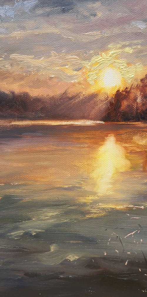 Sunset Over The Lake by Robert Mee