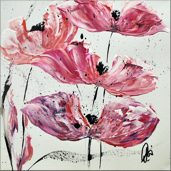 Wild Poppies - Abstract - Acrylic Painting - Canvas Art -Flower Painting - Colourfull Wall Art - Ready to Hang