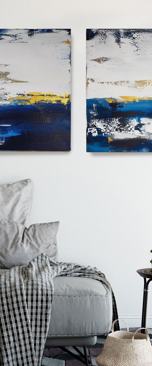 PIECE OF SALT WATER | ABSTRACT DIPTICHON by Stefanie Rogge