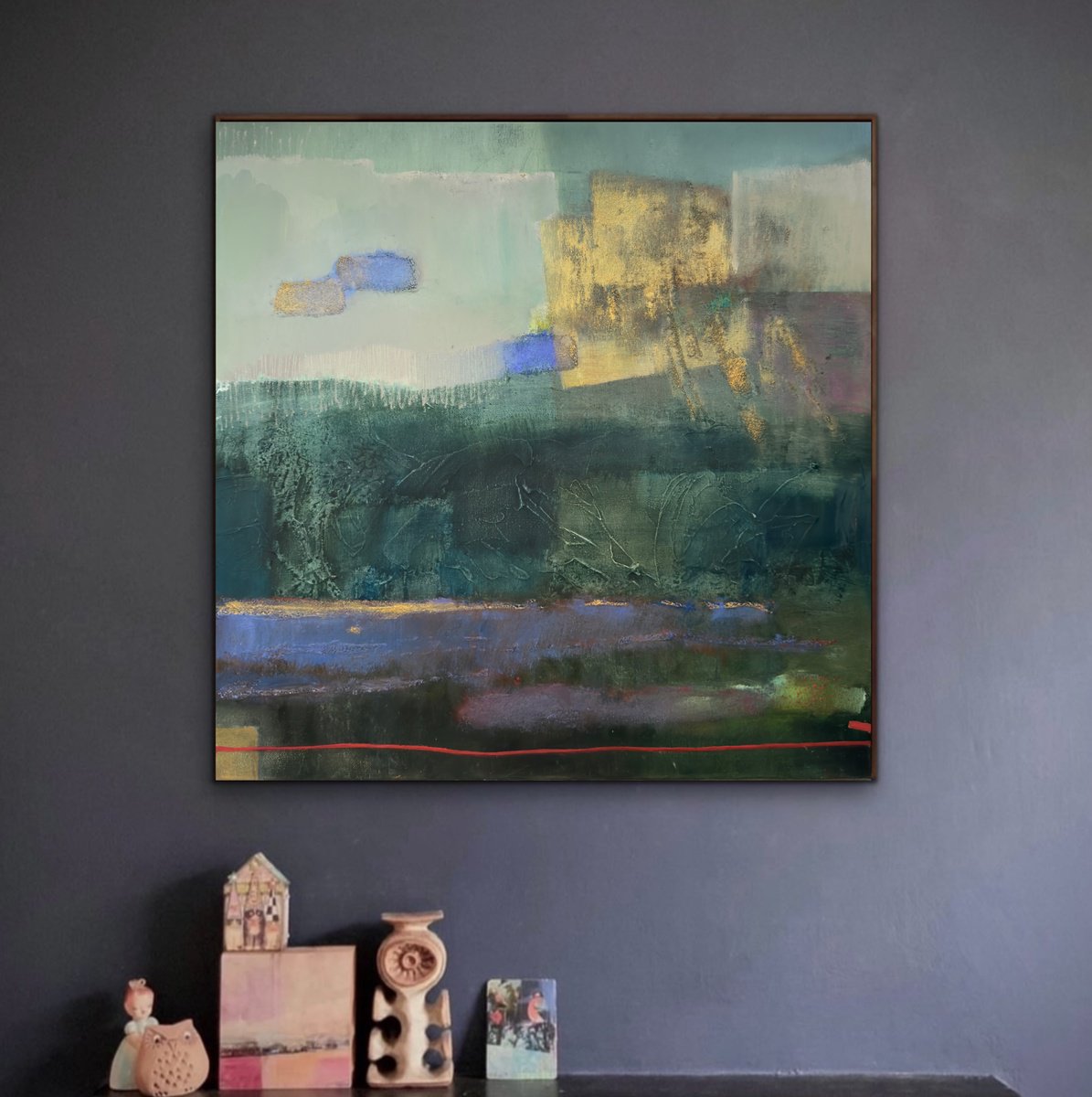 Abstract Oil Painting By Olha Laptieva, 20 X 20", Between Reality And Dream 3, Original Artwork