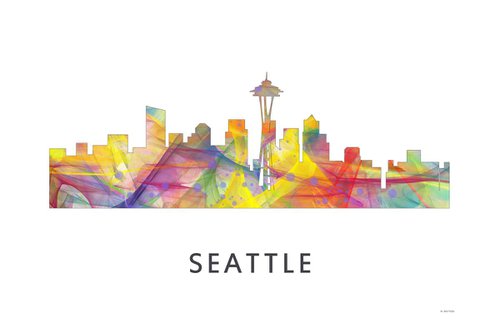 Seattle Washington Skyline WB1 by Marlene Watson