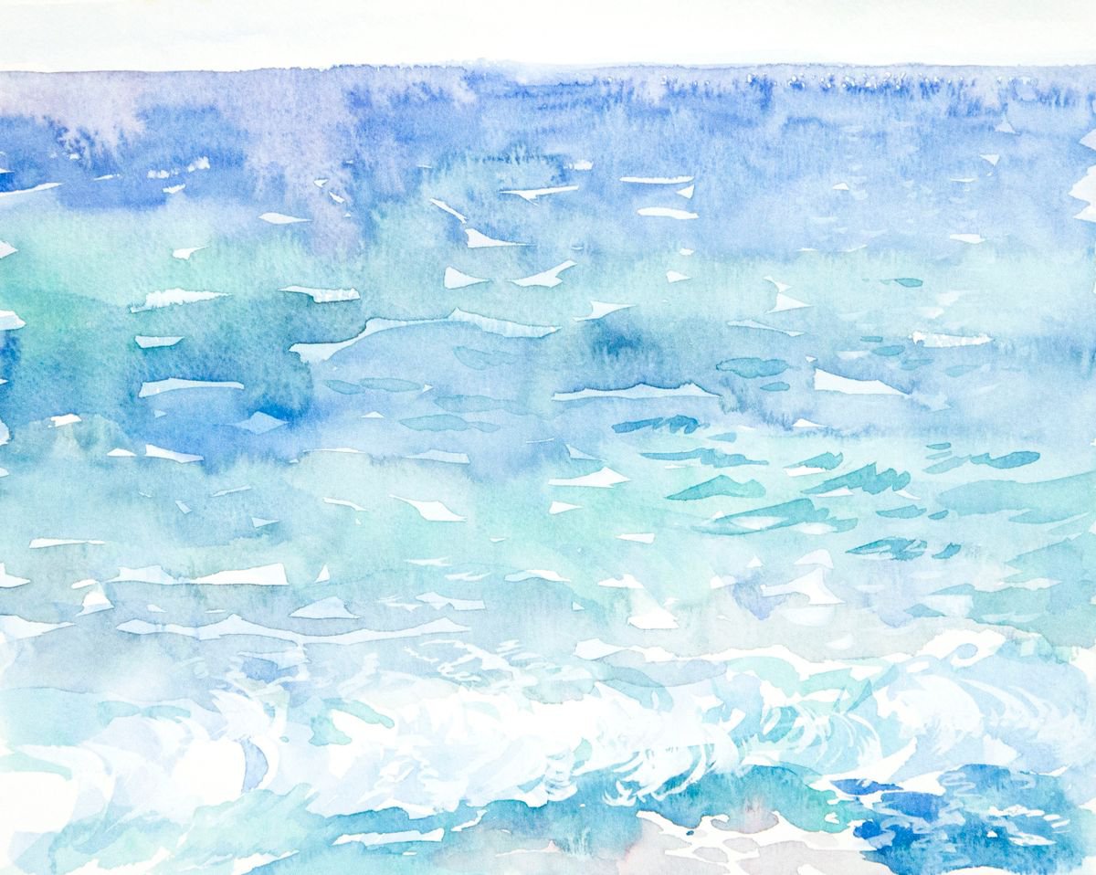 The sparkling sea watercolor by Daria Galinski