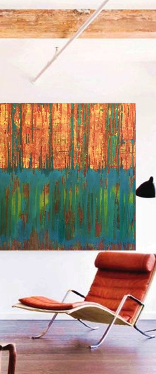 EMBER TIDE 94 X 94 X 5 by Diane Wardman