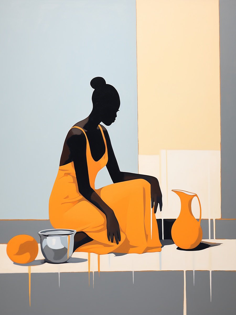 Impressionistic Portrait Acrylic Painting By Kosta Morr, 24 X 31", Woman With A Jug, Original Artwork