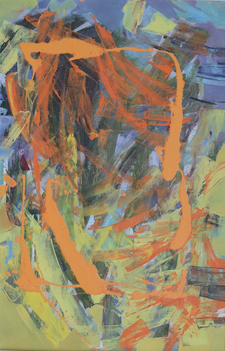 Expressive Abstract Oil Painting By Florina Breazu, 24 X 35, Fall, Original Artwork