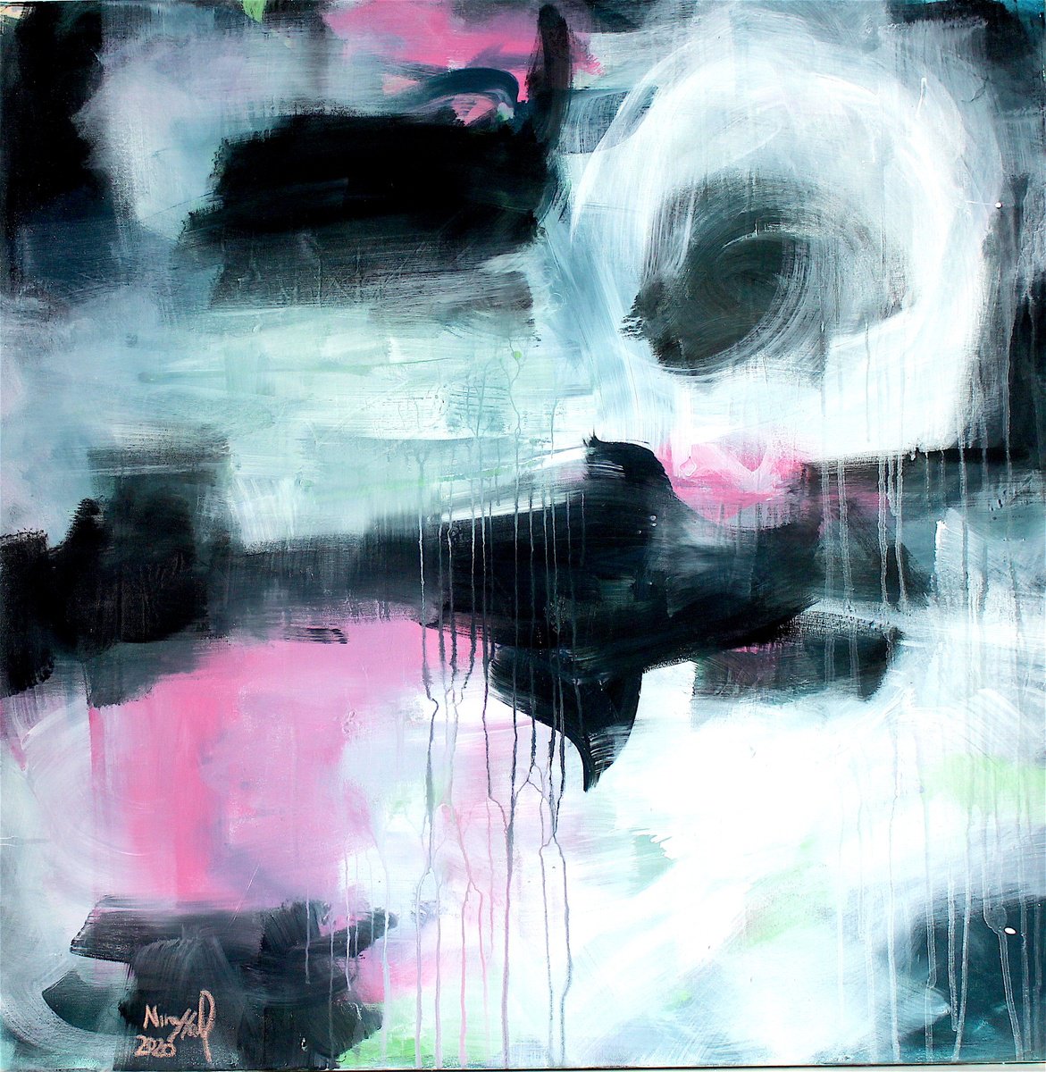 Abstract Acrylic Painting By Nina Mahnik, 39 X 39", I Am Not Just ....., Original Artwork