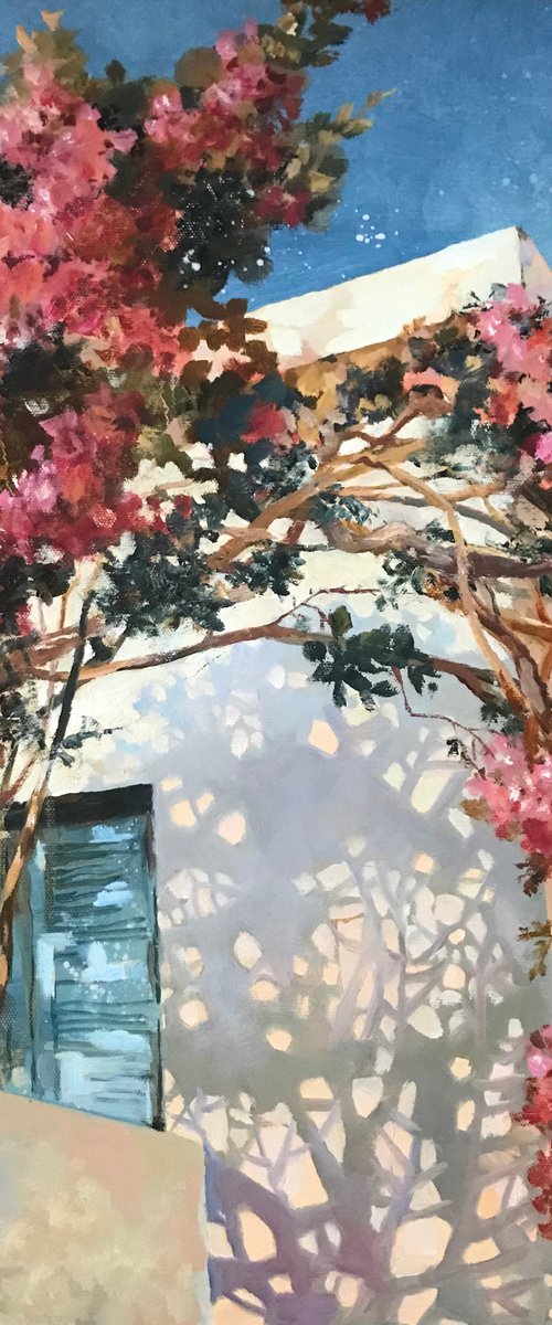 "Blue shadow on the white wall" 2019, 50-60 by Irina Dorokhova