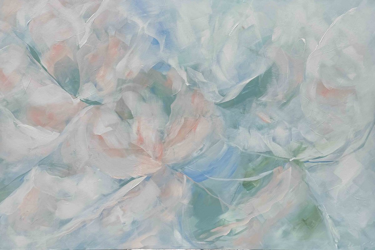 Abstract Landscape Acrylic Painting By Ivana Gigovic, 59 X 39, Spring Blossoms, Original Artwork