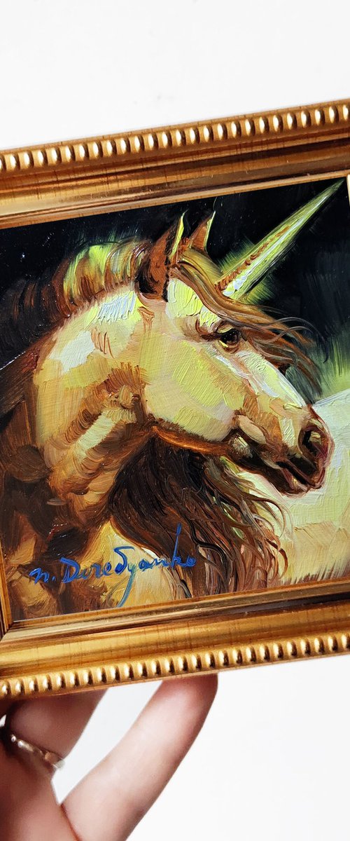Gold unicorn by Nataly Derevyanko