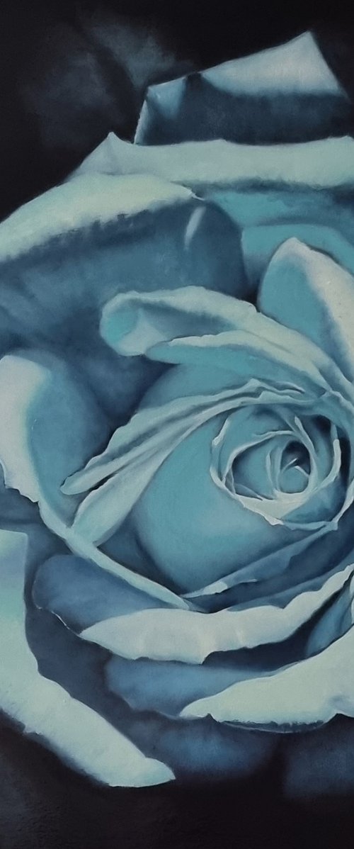 "Night rose.  "  rose flower  liGHt original painting  GIFT (2022) by Anna Bessonova (Kotelnik)