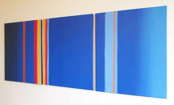 Lateral Flats triptych blue