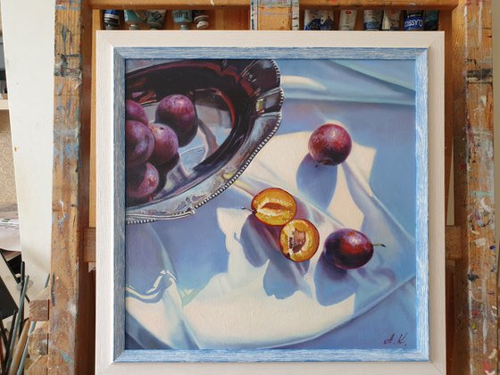 "Honey plums. "  still life summer liGHt original painting  GIFT (2020)