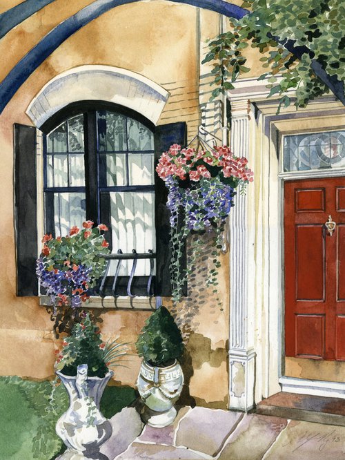 red door watercolor by Alfred  Ng