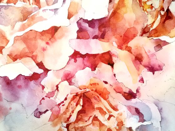 "Scent of a bouquet of roses" original abstract watercolor artwork square format