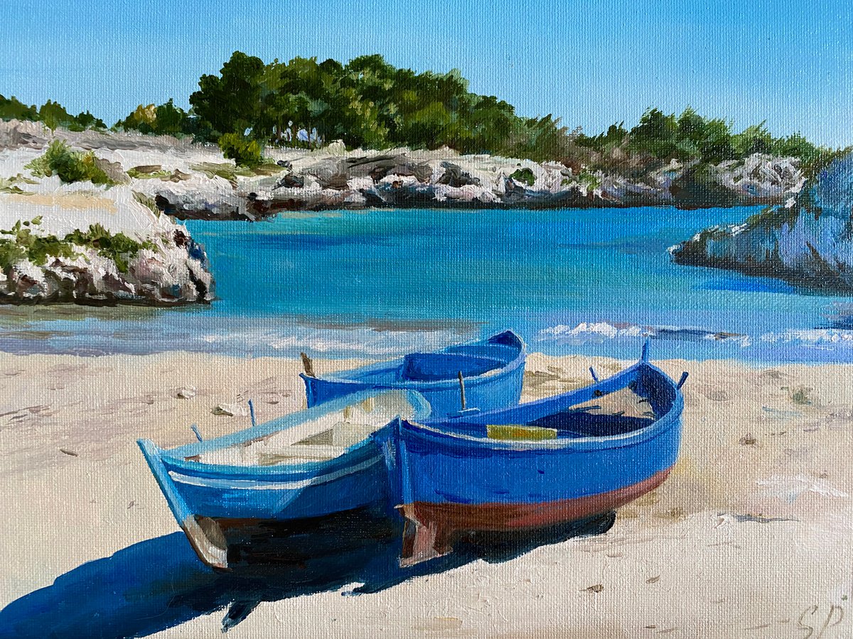 Boats on a beach by Elvira Sultanova