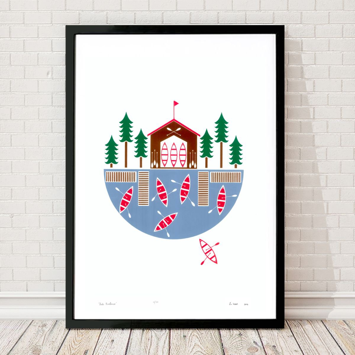 Lake Boathouse - Framed - FREE UK Delivery by Lu West