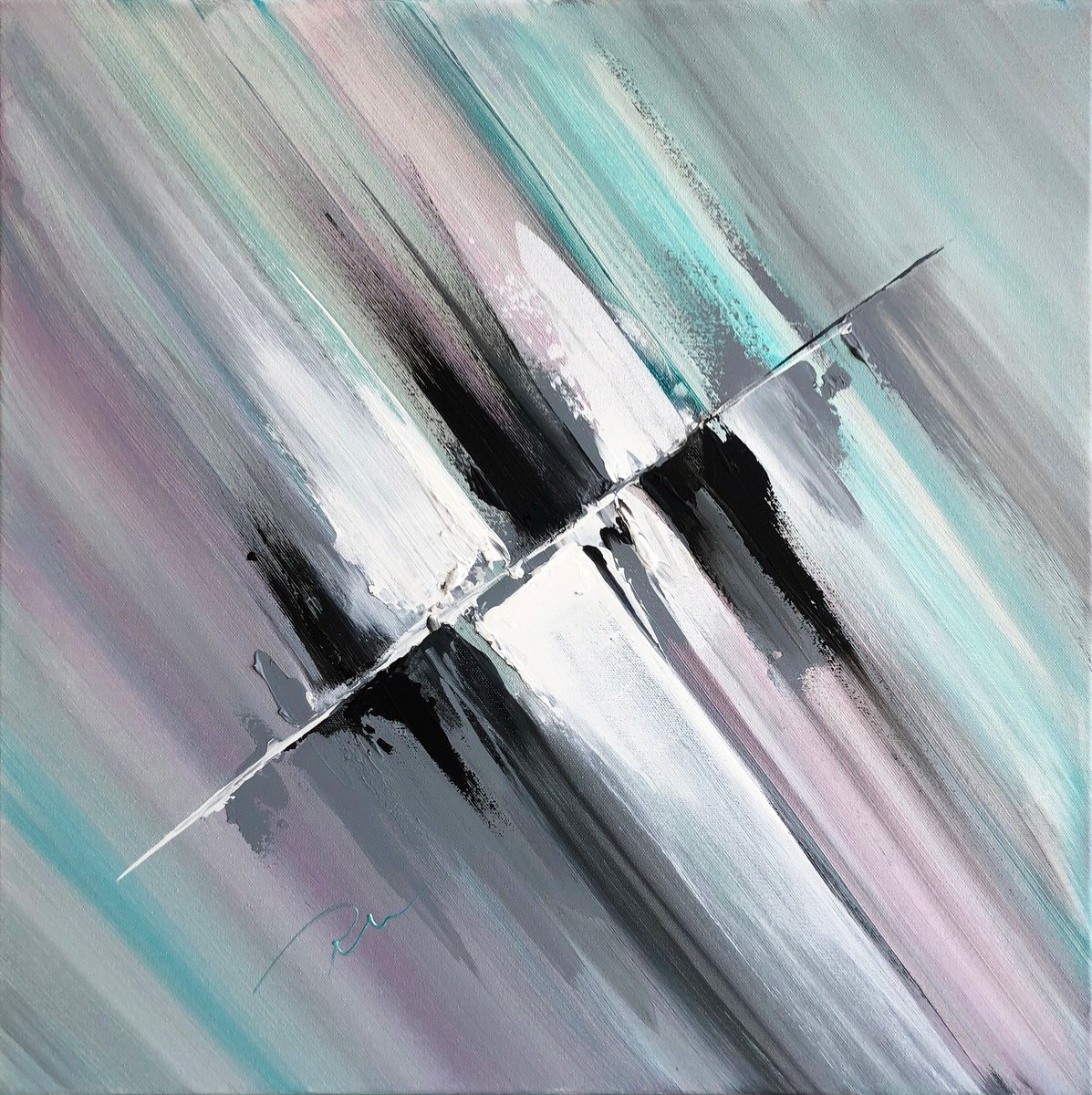 Abstract Landscape Acrylic Painting By Indie Ru, 24 X 24, The Silent Crescendo, Original Artwork