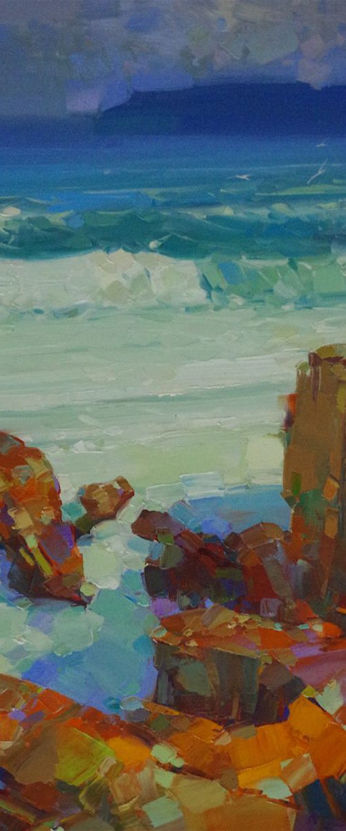 Ocean Cliffs, Seascape, South Bay, Original oil painting, Handmade artwork, 18x24 One of a kind Signed with Certificate of Authenticity by Vahe Yeremyan