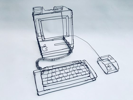 Early Apple Mac Computer Wire Sculpture