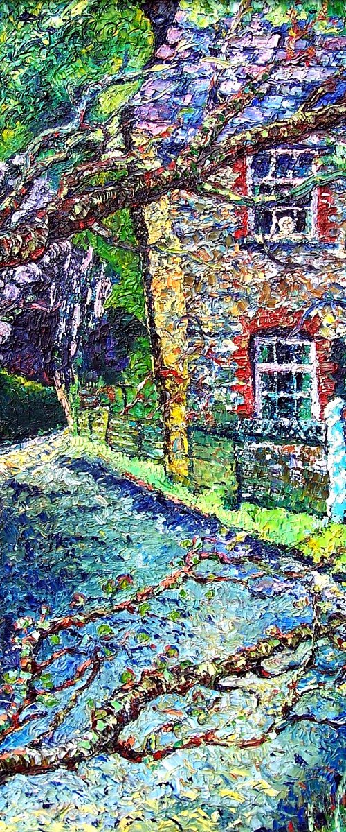 Hillside cottage (a face at the window) by Richard Meyer