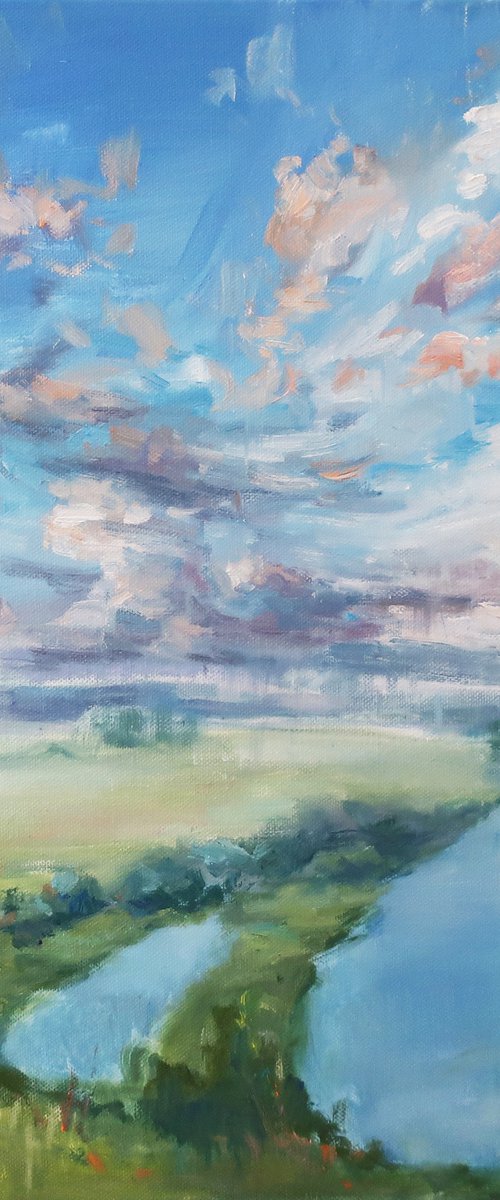River Field Clouds Sky by Anna Shchapova