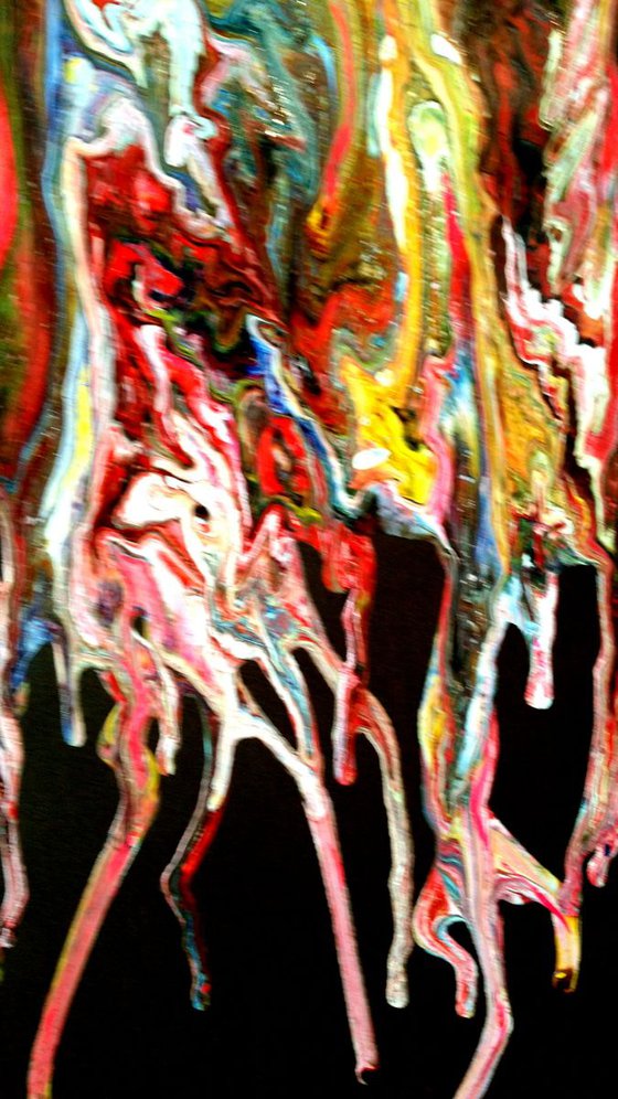 " Protuberance" Original acrylic large painting on fabric 45x95x2cm.ready to hang