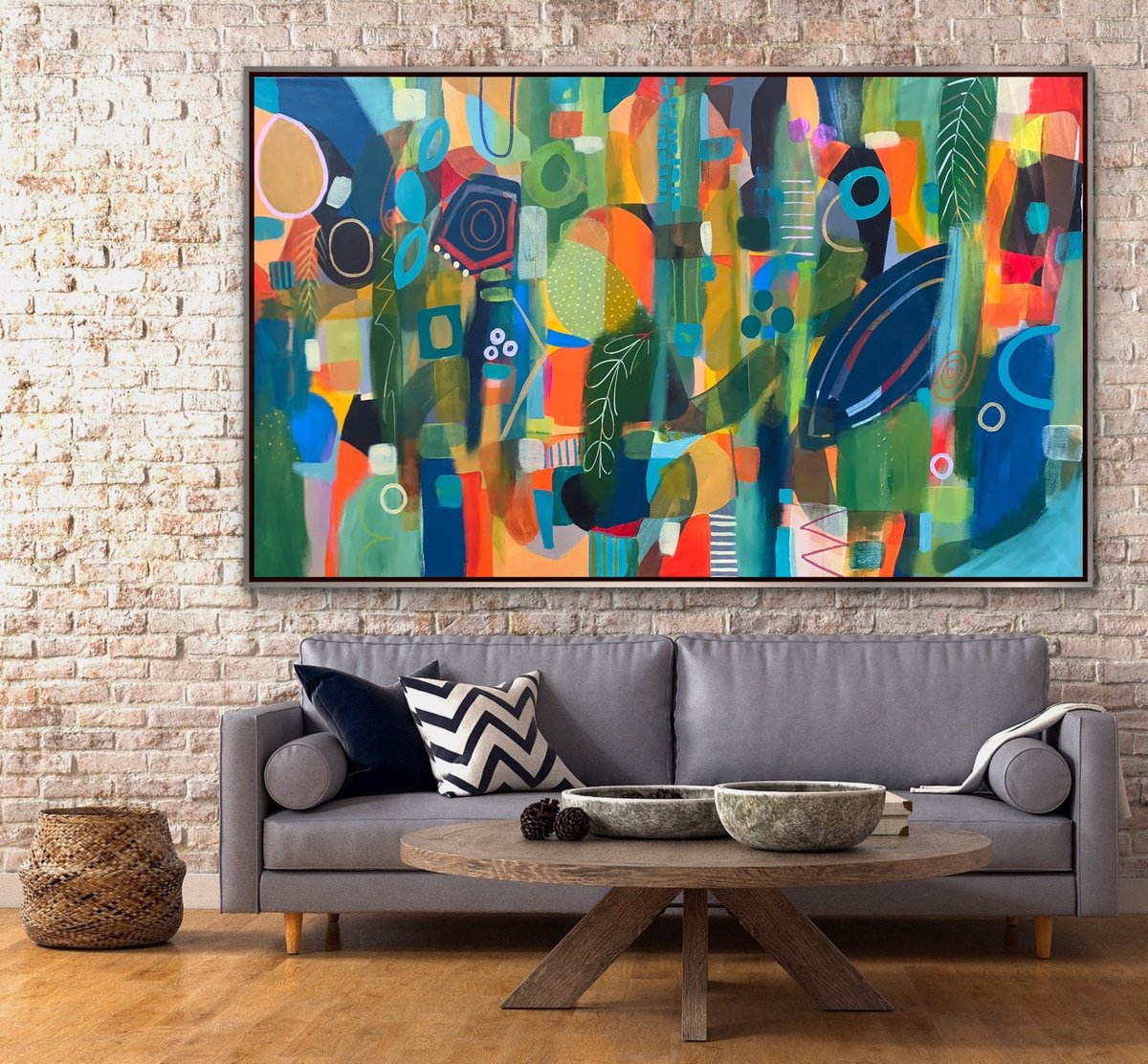 Organic Abstract Acrylic Painting By Rashna Hackett, 72 X 43", Sabai Sabai, Original Artwork