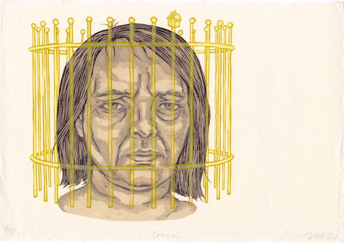 Illustrative Portrait Limited Edition Print By Valerie Syposz, 12 X 8", Crown, Original Artwork