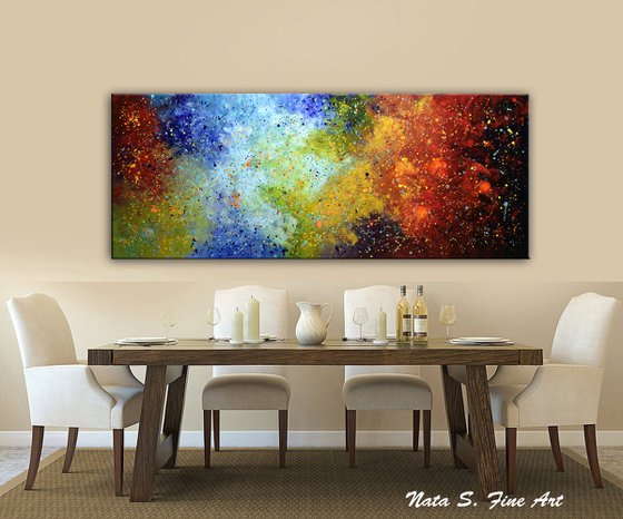 Contrasts - Large Abstract Colorful Painting, Modern, Palette Knife Art