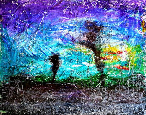 My soul and I (n.196) - abstract landscape - 91 x 72 x 2,50 cm - ready to hang - acrylic painting on stretched canvas