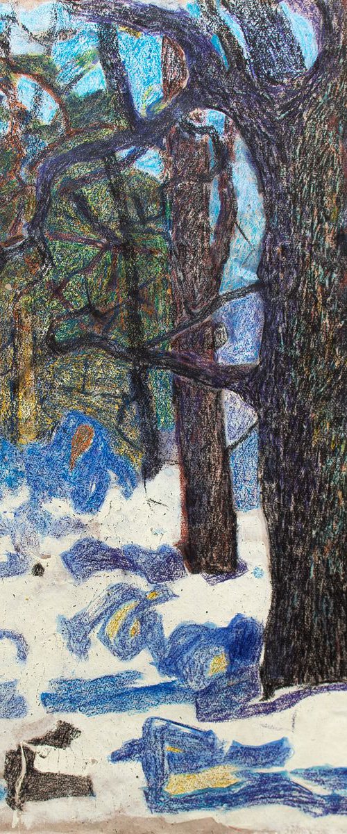 "Winter forest 2". Graphics. Wax pencil. by Igor (Krapar) Shcherbakov