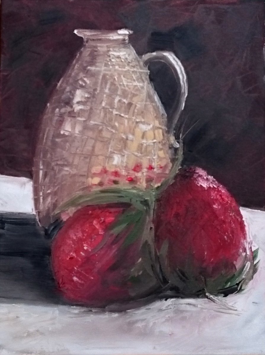 Impressionistic Still Life Oil Painting By Alan Harris, 12 X 16, The Jug, Original Artwork