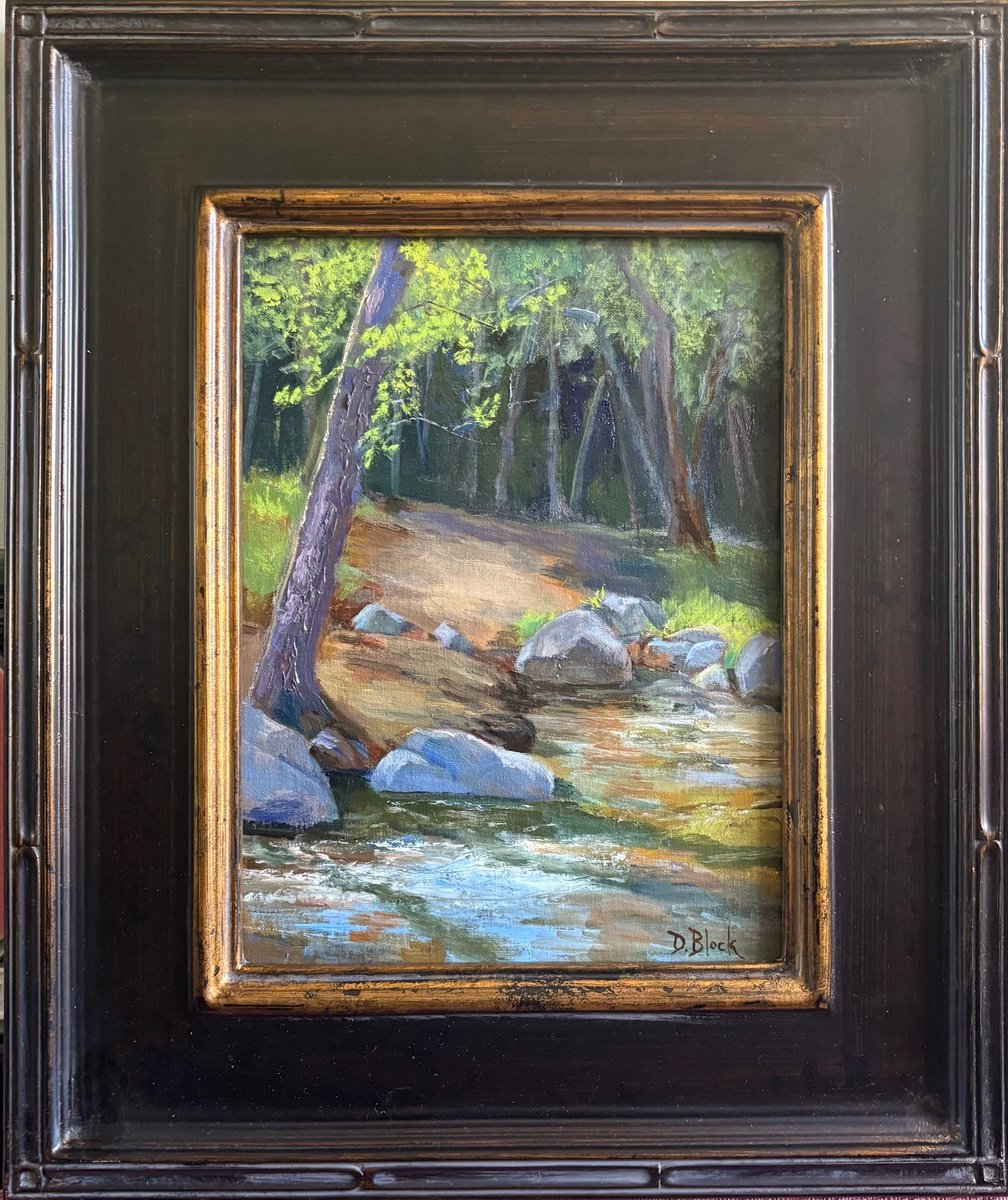 Impressionistic Landscape Oil Painting By David Block, 15 X 19, Mountain Stream, Original Artwork