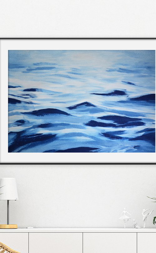 Blue abstract waves 2 by Anna Aboskalova