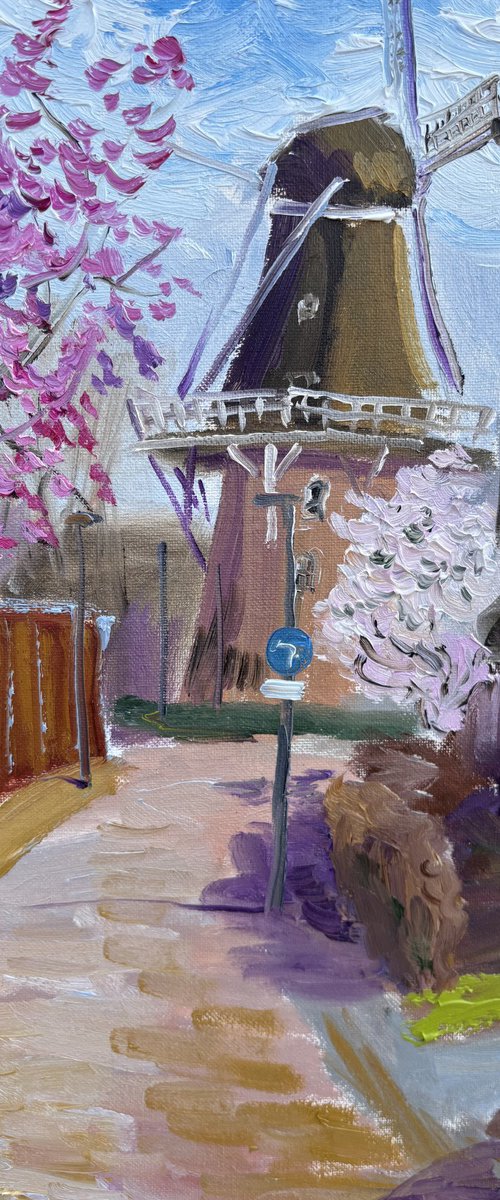 Blossoming Trees and Windmill by Dmitry Fedorov