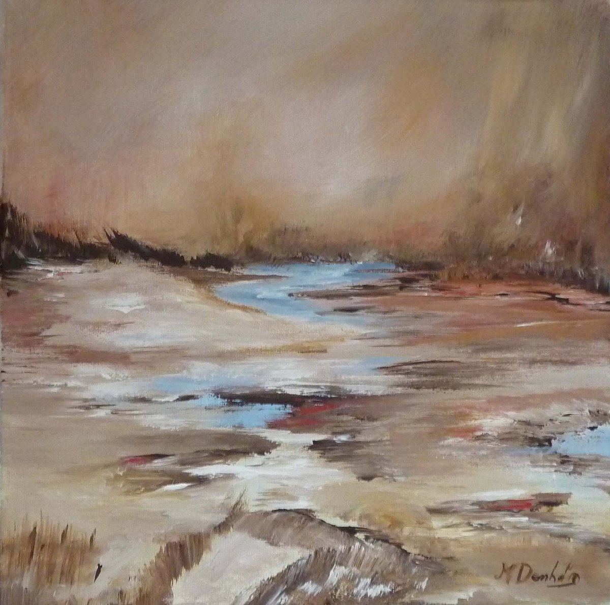 Impressionistic Landscape Acrylic Painting By Margaret Denholm, 20 X 20", Earthbound Reverie, Original Artwork